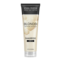 John Frieda Blond Repair, flacon visible, soin réparateur pour cheveux blonds endommagés.