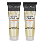 John Frieda Sheer Blonde Après-shampooing bouteille, hydratation légère et brillance.