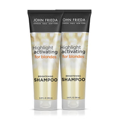Bouteille du Shampoing Sheer Blonde John Frieda prête à éclaircir les blondes.