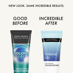 John Frieda Volume Lift application sur cheveux, démêlage sans alourdir.
