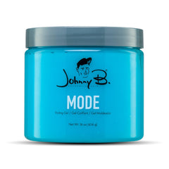 JOHNNY B Mode: gel coiffant professionnel en bouteille, tenue flexible.