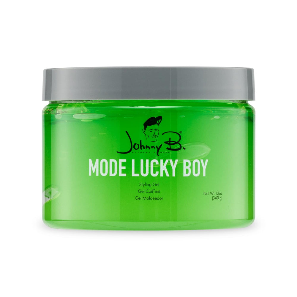 Johnny B. Mode Lucky Boy gel coiffant, bouteille prête pour un coiffage précis.