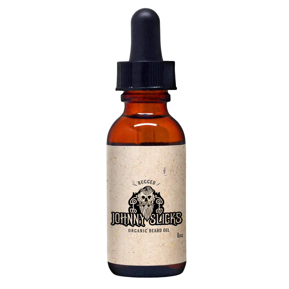 Johnny Slicks huile barbe dans sa bouteille, hydratation efficace des poils et de la peau.