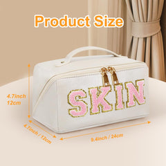 JOINDO sac maquillage fermetures eclair double, utilisation fluide et durable.