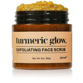 Joli Noir gommage turmeric sur bouteille, routine visage douce.