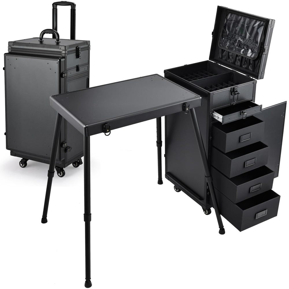 Joligrace table-manicure-roulante-5-tiroirs: rangement pratique et stabilité pendant les prestations.