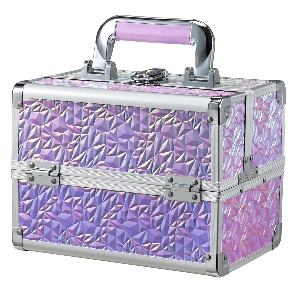 Joligrace Trousse maquillage violet brillant, idéale pour voyager et ranger facilement.