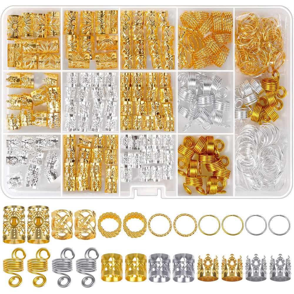 Jollidecor accessoires dreadlock 262 pièces or et argent pour personnaliser vos tresses.