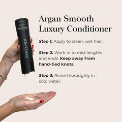 Hair strand after conditioning shows easier detangling with Jon Renau