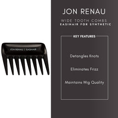 Jon Renau peigne à dents larges pour cheveux humains, démêlage sans traction.