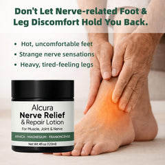 Arnica ingredient detail in Alcura Nerve Cream highlighting natural soothing notes.
