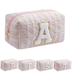 Sac maquillage JOVAKIT Alphabet floral rose, élégant et compact pour vos essentiels beauté
