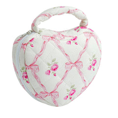 Sac JOVAKIT maQuillage cœur quilté avec anse, rangement pratique.