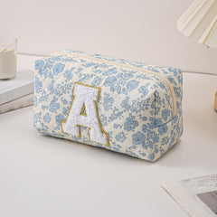 JOVAKIT Trousse Beauté Bleue Flore, idéale pour voyager et ranger les essentiels.