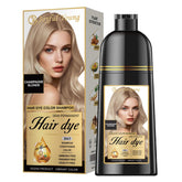 Joyful Young Champagne Blonde Shampoo – la bouteille montre la teinte champagne blonde pour fondre les gris.