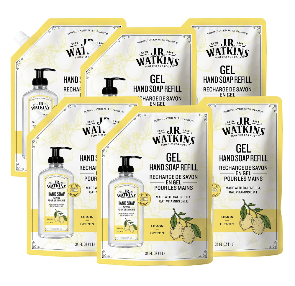 Gel mains J.R. Watkins – remplissage poche citron: recharge économique pour votre distributeur