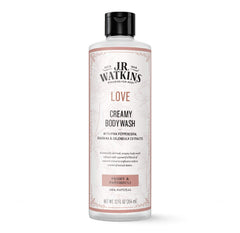 J.R. Watkins Love Gel Douche crémeux, bouteille Peony Patchouli, nettoyage doux et nourrissant