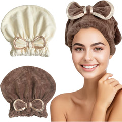 Jseng bonnet-seche-cheveux microfibre avec noeud, séchage rapide et anti-frisottis.