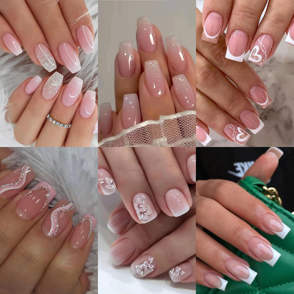Jsiallye: onglets presse rose dégradé pour une manucure rapide et tendance.