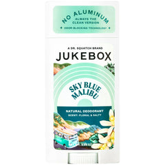 JUKEBOX Déodorant naturel Sky Blue Malibu – Bouteille élégante pour une application douce et fraîche.