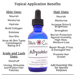 Julia's Essentials gouttes huile abyssinienne, application légère et absorption rapide.
