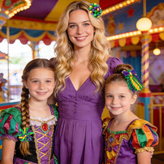Nœud JUNEBRUSHS Mardi Gras rubans violet jaune vert prêt à porter