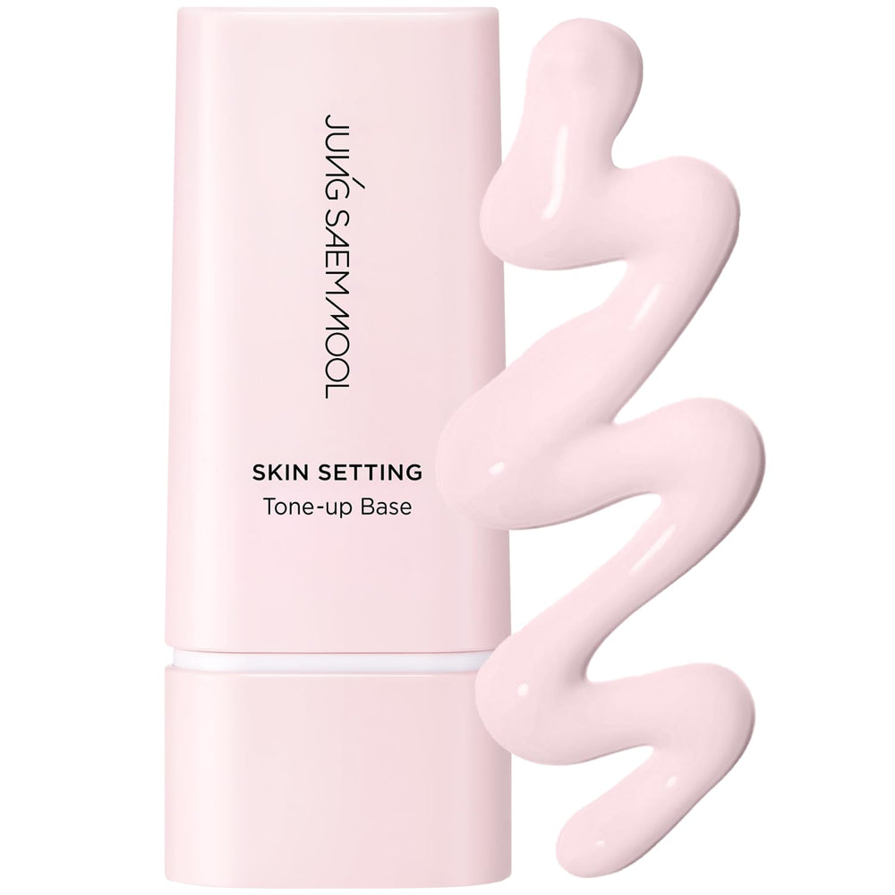Jung Saem Mool Skin Setting Tone Up Base, flacon rose, hydratation légère et éclat naturel.