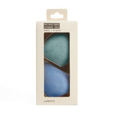 Eponge JUNO & Co. microfibre double couche bleue, application uniforme du fond de teint.