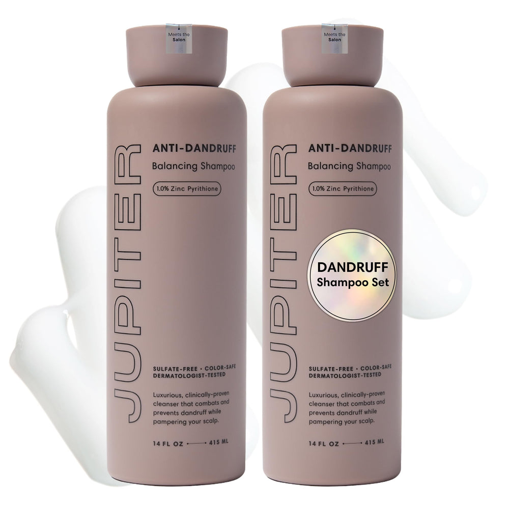 Jupiter shampooing anti-pelliculaire en flacon, combat les pellicules et protège la couleur.