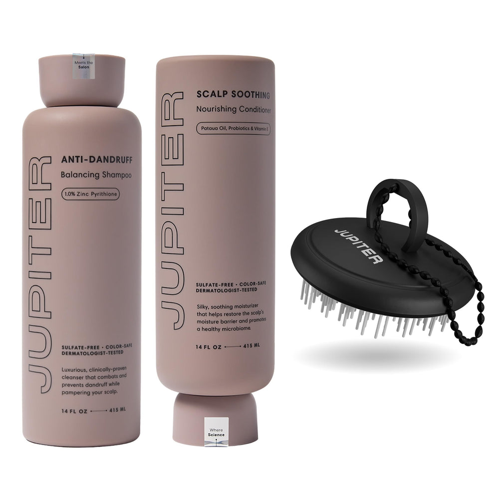 Shampooing Jupiter antipelliculaire pour cuir chevelu propre et sans pellicules.