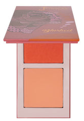 Juvia's Place Blushed Duo Blush Volume 6 radiant shimmer on cheeks for natural glow.