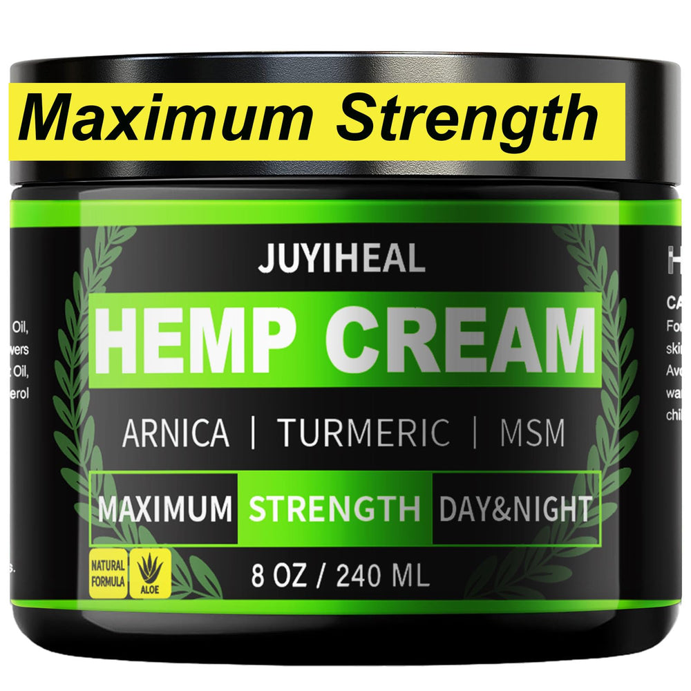 Crème JUYIHEAL au chanvre 8oz, emballage pratique pour usage quotidien.