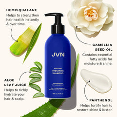 Le shampooing JVN Nurture présente une mousse légère facilitant le démêlage.