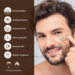 Application du gommage visage homme, texture exfoliante délicate