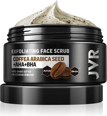 Gommage visage JVR pour homme au café, exfoliation en profondeur pour peau nette