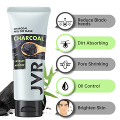 Texture onctueuse du masque charbon JVR prête à sécher et révéler une peau nette.