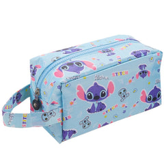Sac cosmétique JWDWYX Stich Cartoon bleu, grande capacité pour voyager et ranger maquillage.