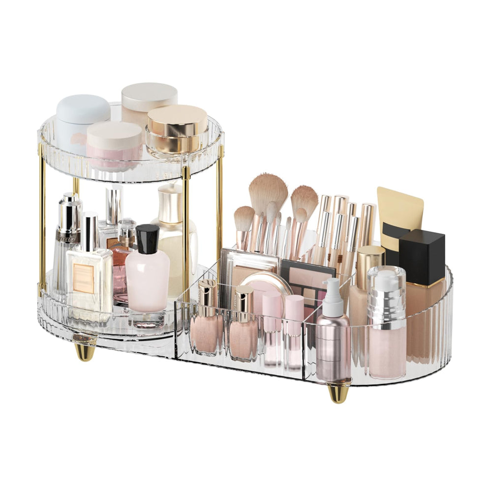 Jywantful organisateur maquillage rotatif à deux niveaux pour un accès rapide.