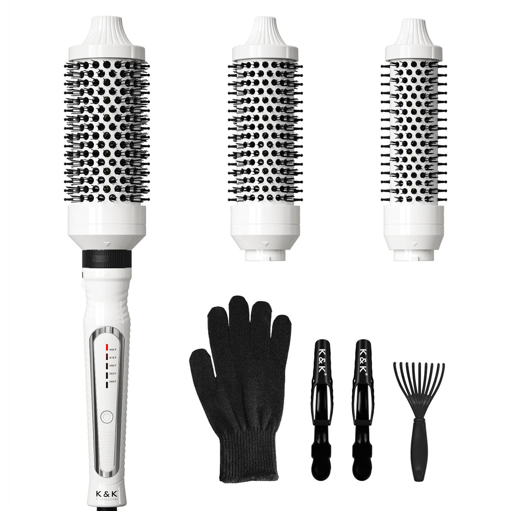 Brosse thermique K&K 3 en 1 prête à lisser et donner du volume.