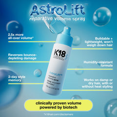 K18 AstroLift, volume cheveux après séchage, racines et longueurs gagnent densité et souplesse