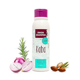 Le Shampoing Kaba à l'oignon rouge – bouteille visible, soutien potentiel à la croissance capillaire.