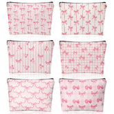 Kacctyen sac maquillage coquette rose, ensemble 6 pièces pratique pour le voyage.