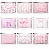 Trousse maquillage Kacctyen avec noeud rose, design chic et pratique pour femmes.
