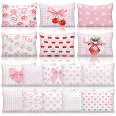 Trousse maquillage rose Kacctyen avec nœud, idéale pour l'organisation quotidienne.