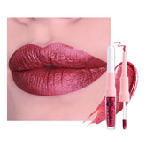 Kaely 2-en-1 crayon lèvres et rouge métallisé pour contour précis et couleur durable