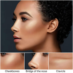 Kaely contour et lumière sur les pommettes pour un éclat discret.