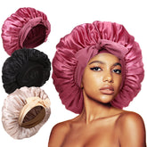 Bonnet satin extra-large Kafteri pour tresses, protège les cheveux toute la nuit.