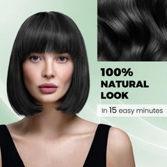 KAISASA Avant-après: cheveux noirs avec couverture complète des gris et brillance.