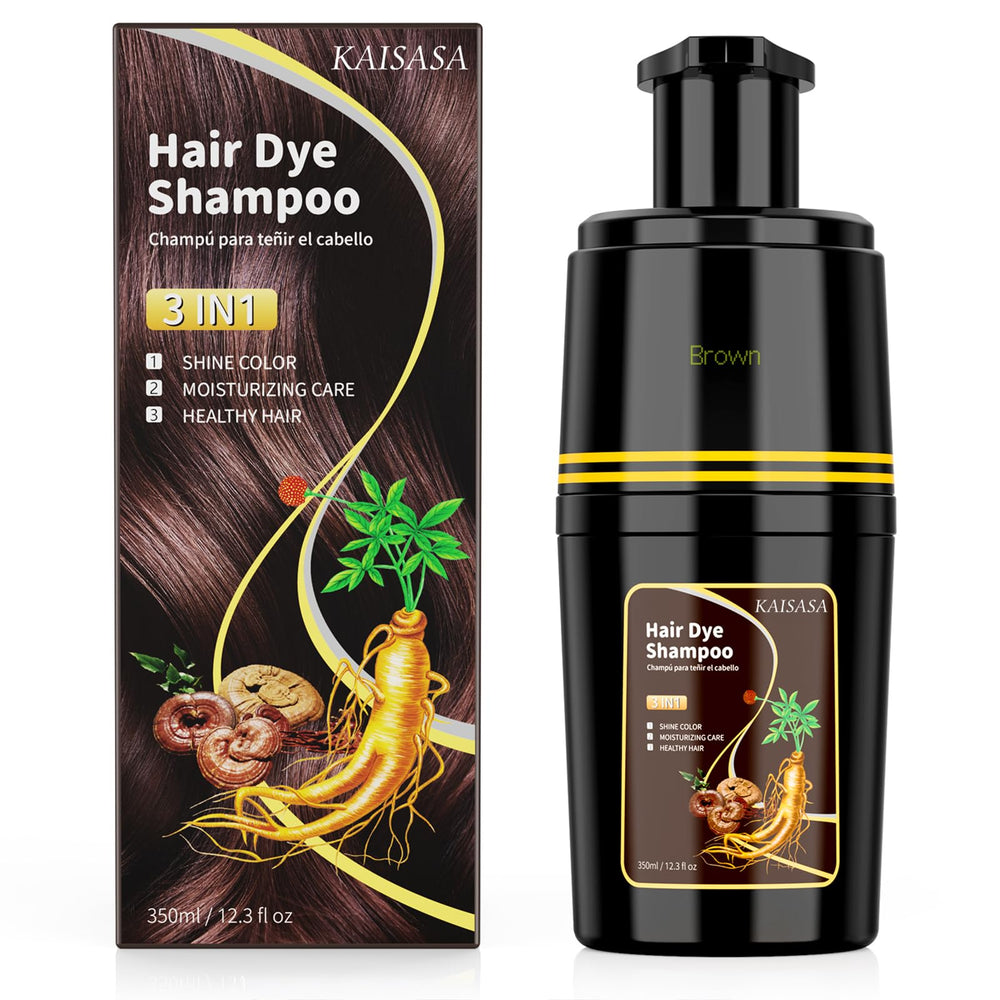 KAISASA brun – bouteille shampoing colorant pour une couleur naturelle et rapide.