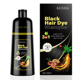 KAISASA Shampoing colorant noir appliqué pour couvrir les cheveux gris durablement.